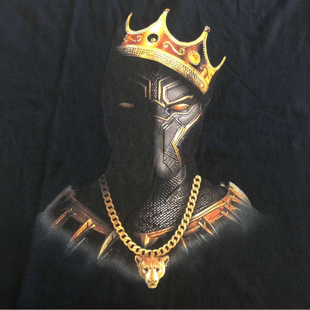 Black Panther Shirt Men 4XL Tee Black King Crown Gold Chadwick Boseman Big&Tall
